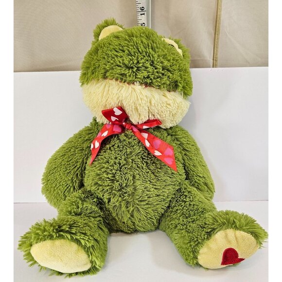 DanDee Frog Green Plushie with Red Heart Bowtie 15" - Picture 1 of 4